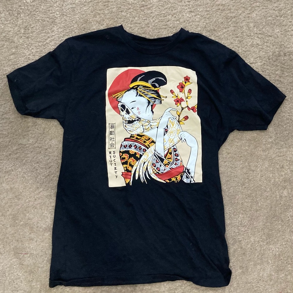 Riot Society Geisha Skull Japanese Size Medium M Black